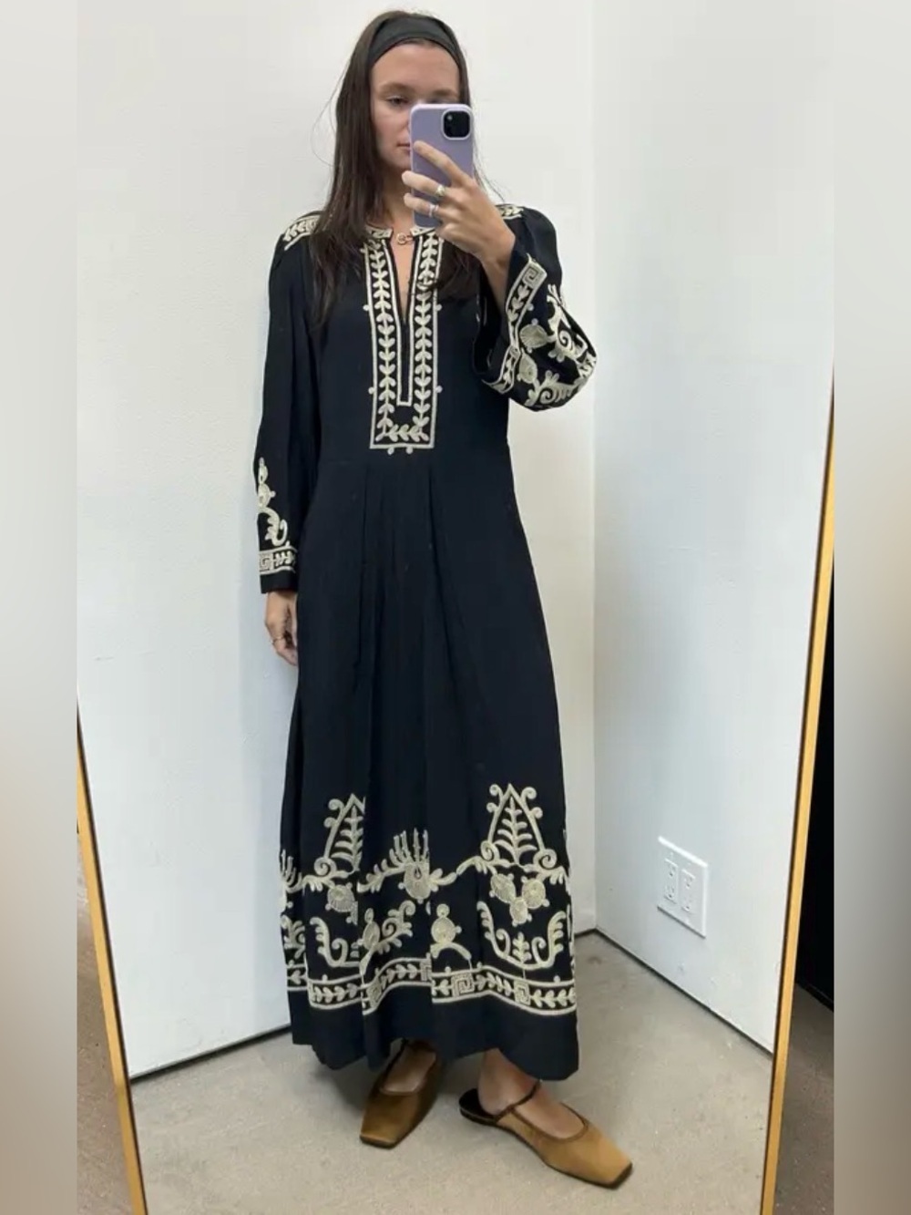 Isabel Marant Etoile Feliana Dress
Embroidered Black Maxi with Cream Accent Sz 6
